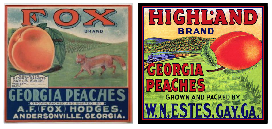 Andersonville Georgia GA Fox Peach Georgia Peaches Fruit Crate Label Art Print